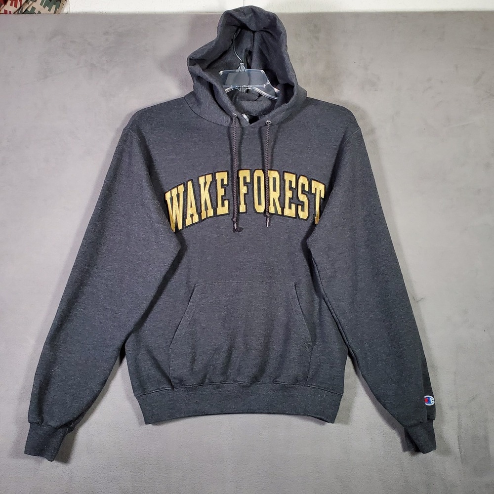 Wake Forest Champion Hoodie Sweatshirt Mens S Gray Stitched Logo Pullover NCAA